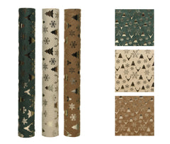 Decoris Polyester Fabric with Foil Decoration 35 x 200cm - 3 Assorted,