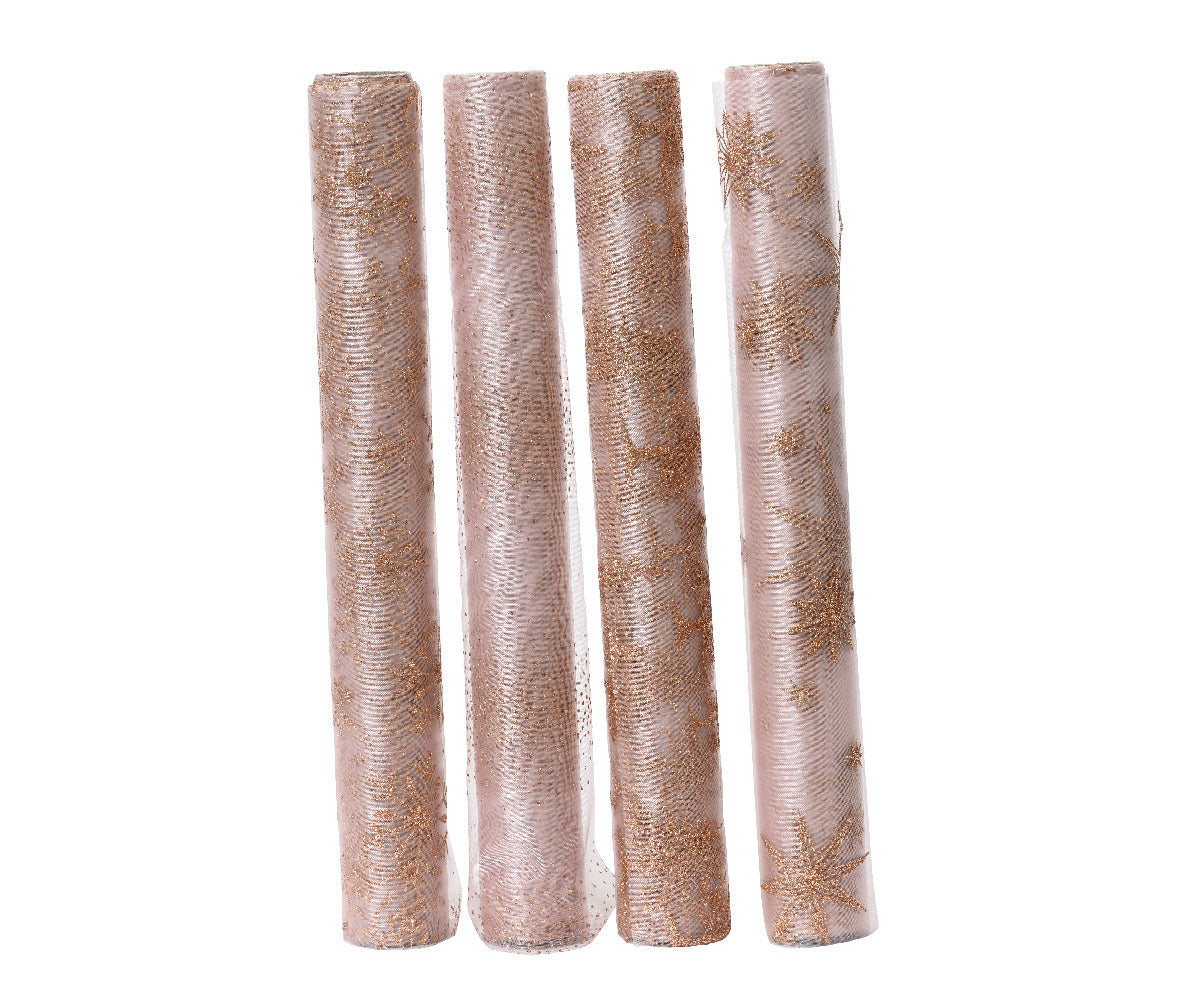 Decoris Polyester Fabric with Gold Glitter 35 x 200cm - 4 Assorted Pink,