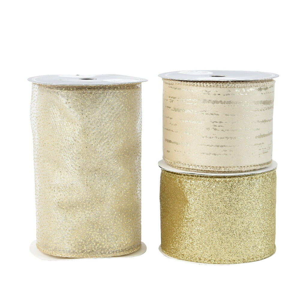 Decoris Polyester Ribbon 270cm - 3 Assorted Gold,