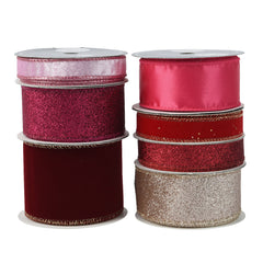 Decoris Polyester Ribbon 270cm - 7 Assorted Shades of Pink,