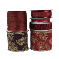 Decoris Polyester Ribbon 300cm - 6 Assorted Shades of Red,