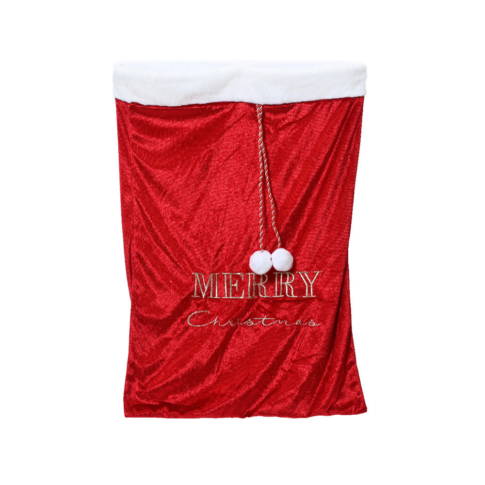 Decoris Polyester Christmas Gift Sack with Pompom 50 x 70cm,