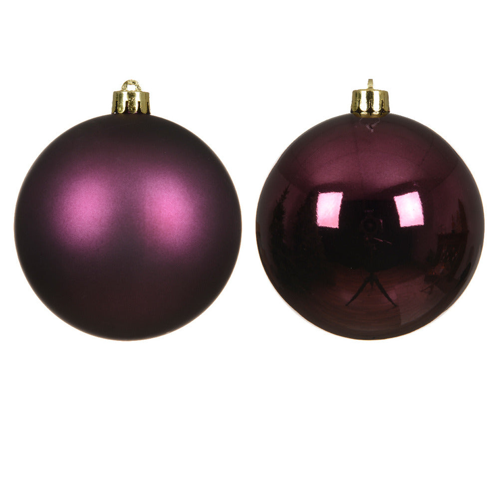 Decoris Shatterproof Bauble Box of 4 Pieces 10cm - Dark Mauve,