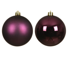 Decoris Shatterproof Bauble Box of 4 Pieces 10cm - Dark Mauve,