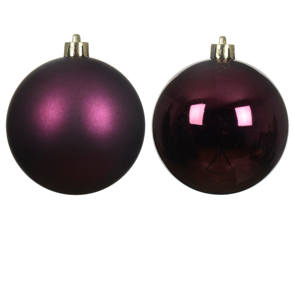 Decoris Shatterproof Bauble Box of 6 Pieces 8cm - Dark Mauve