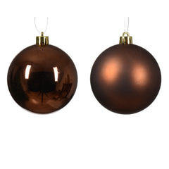 Decoris Shatterproof Bauble Box of 6 Pieces 8cm - Espresso,