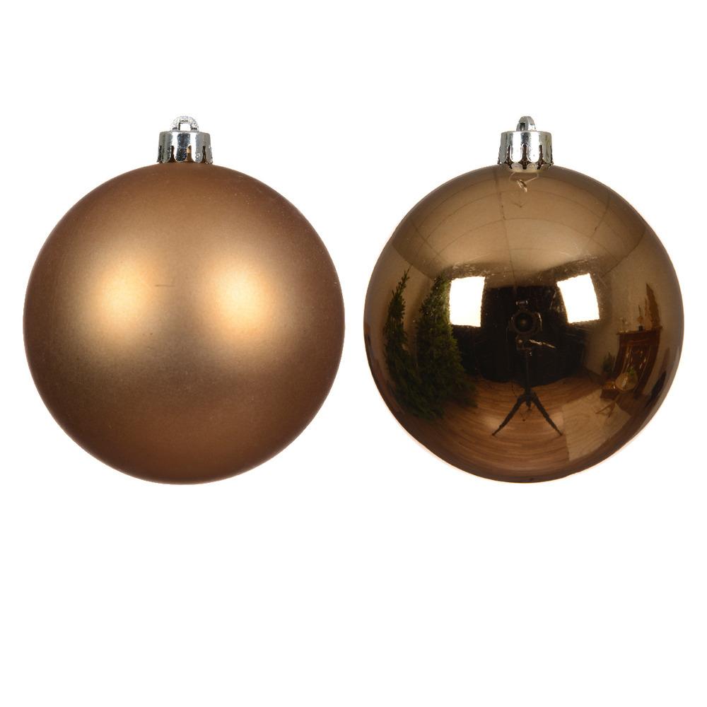 Decoris Shatterproof Bauble Box of 4 Pieces 10cm - Pecan Brown,