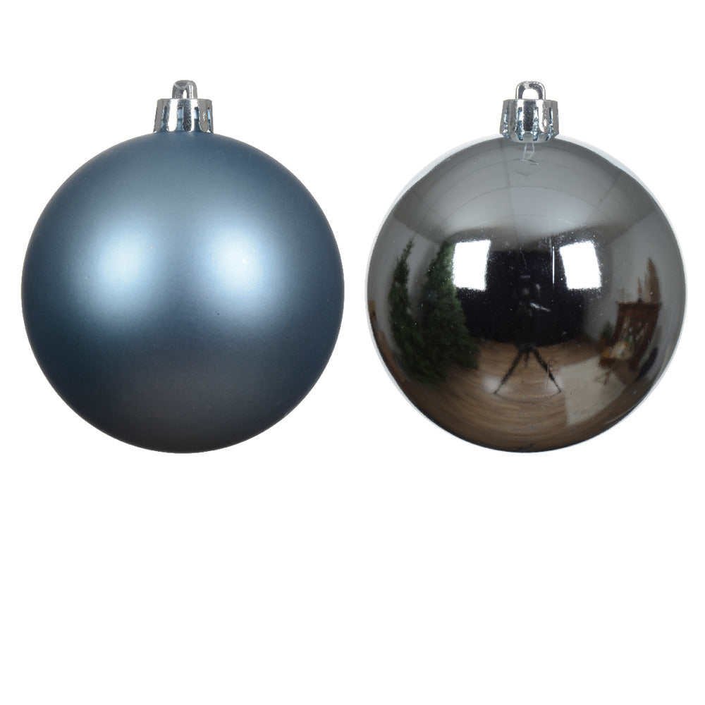 Decoris Shatterproof Bauble Box of 6 Pieces 8cm - Blue Ice,