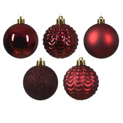 Decoris Shatterproof Bauble Tube of 80 Pieces 8cm - Oxblood