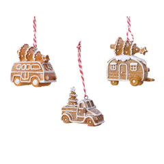 Decoris Hanging Polyresin Gingerbread Vehicle 7cm - 3 Assorted,