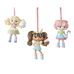 Decoris Hanging Polyresin Sweets Girl 10cm - 3 Assorted,