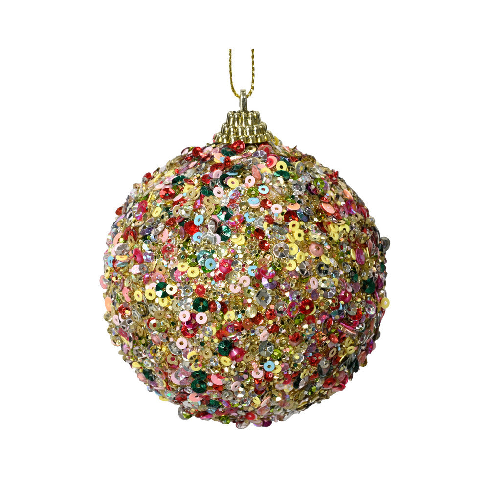 Decoris Foam Bauble with Sequins 8cm - Multicolour,