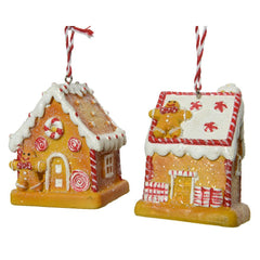 Decoris Hanging Polyresin Gingerbread House 7cm - 2 Assorted,