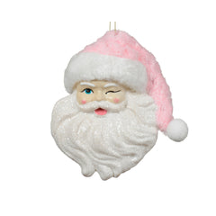 Decoris Hanging Shatterproof Santa Figure 14cm - Pink,