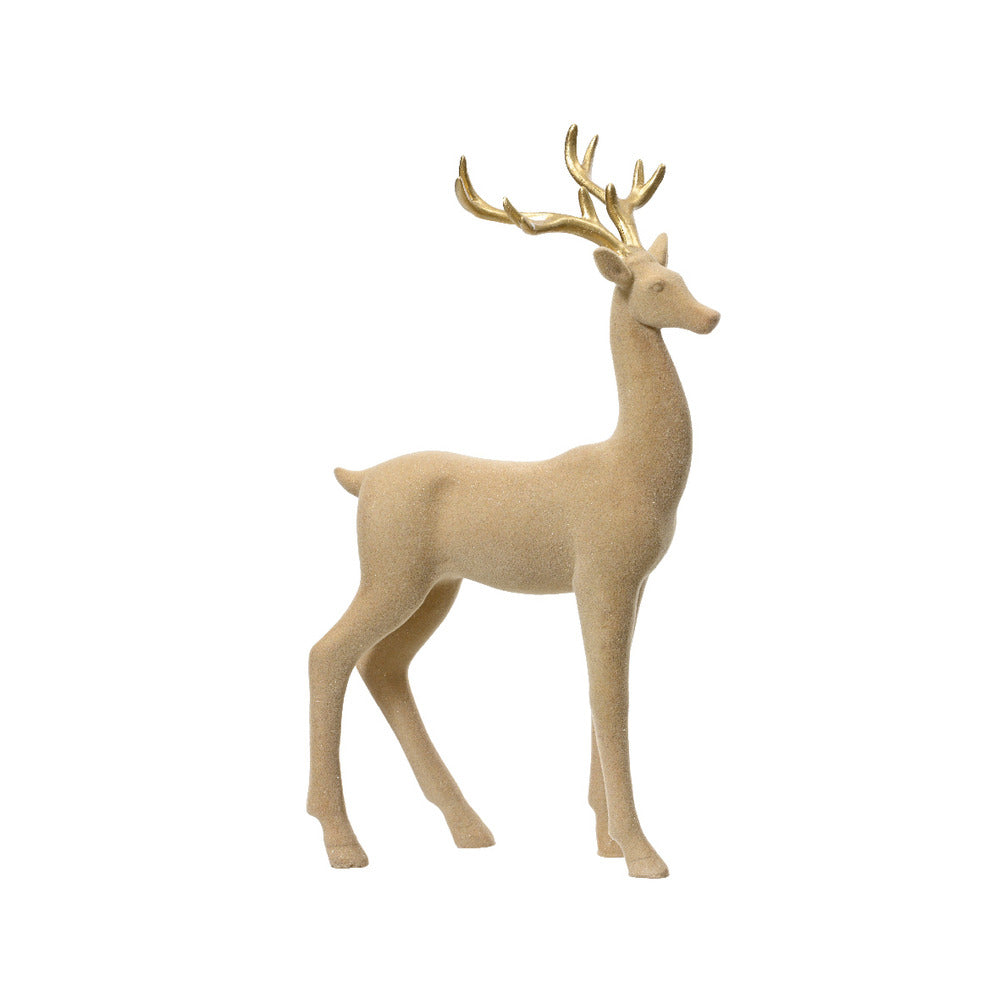 Decoris Polyresin Deer with Velvet Finish 46cm - Gold,