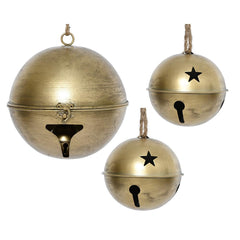 Decoris Iron Bell Set of 3 Pieces with Power Coating - Gold