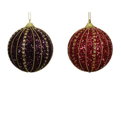Decoris Foam Bauble with Sequins and Gold Glitter 8cm - 2 Assorted,