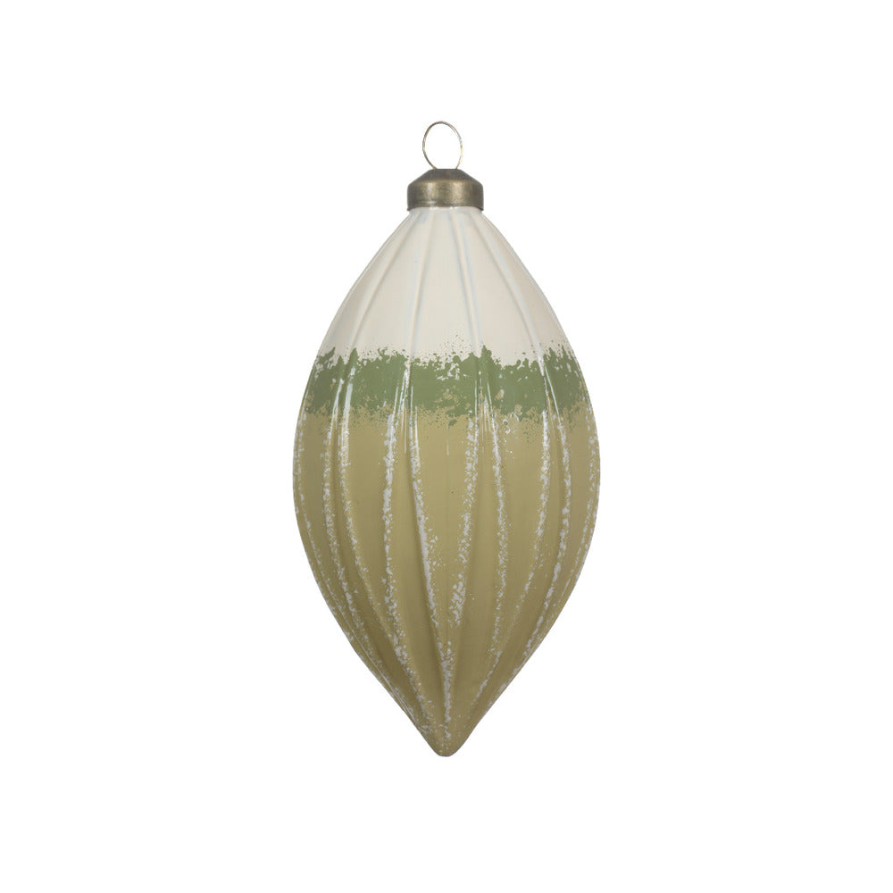 Decoris Hanging Glass Olive Ornament Set of 2 Pieces,