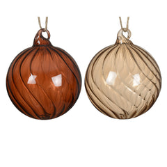 Decoris Glass Bauble Clear with Swirl 10cm - 2 Assorted,