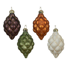 Decoris Hanging Glass Olive Ornament with Gold Specks 7cm - 4 Assorted ,