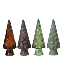 Decoris Recycled Glass Tree Figure 34cm - 4 Shades of Green,