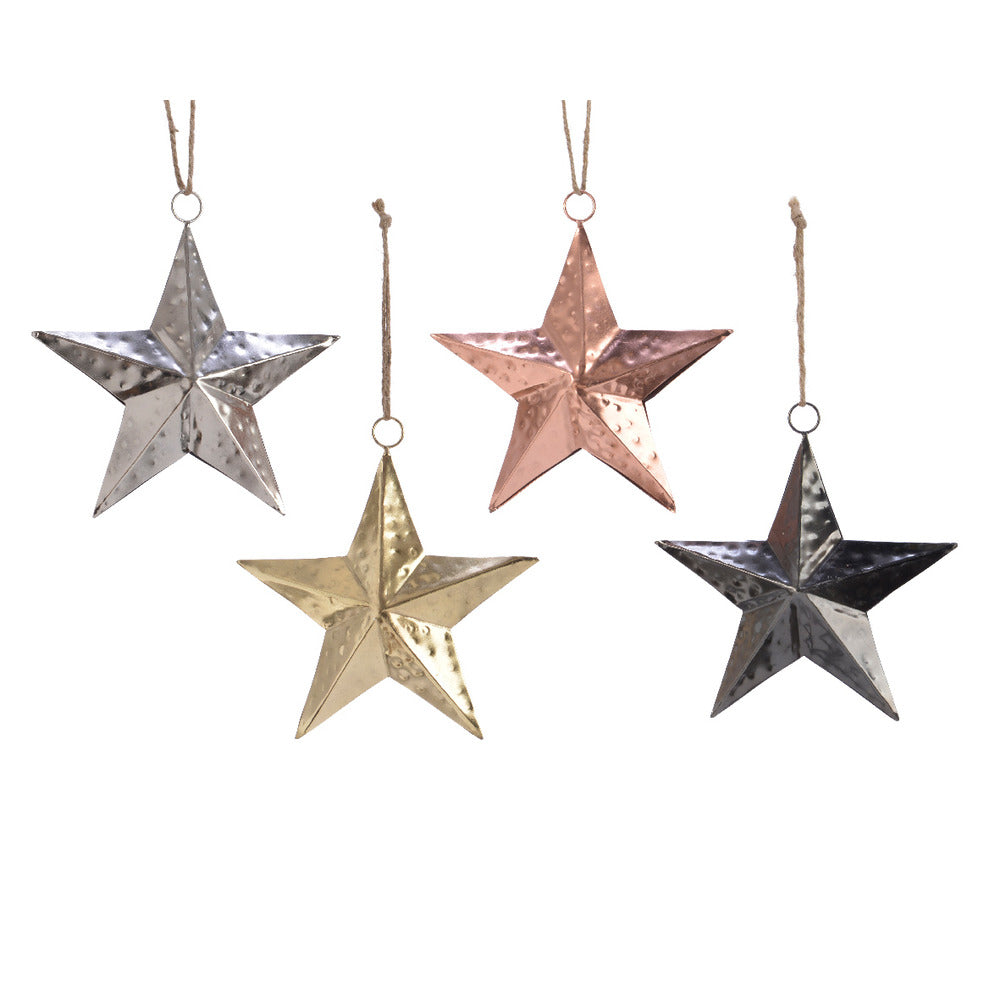 Decoris Hanging Iron Star 10cm - 4 Assorted Colours,