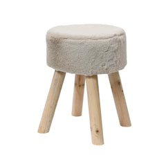 Decoris Polyester Stool with Wooden Legs 30 x 38cm - Beige