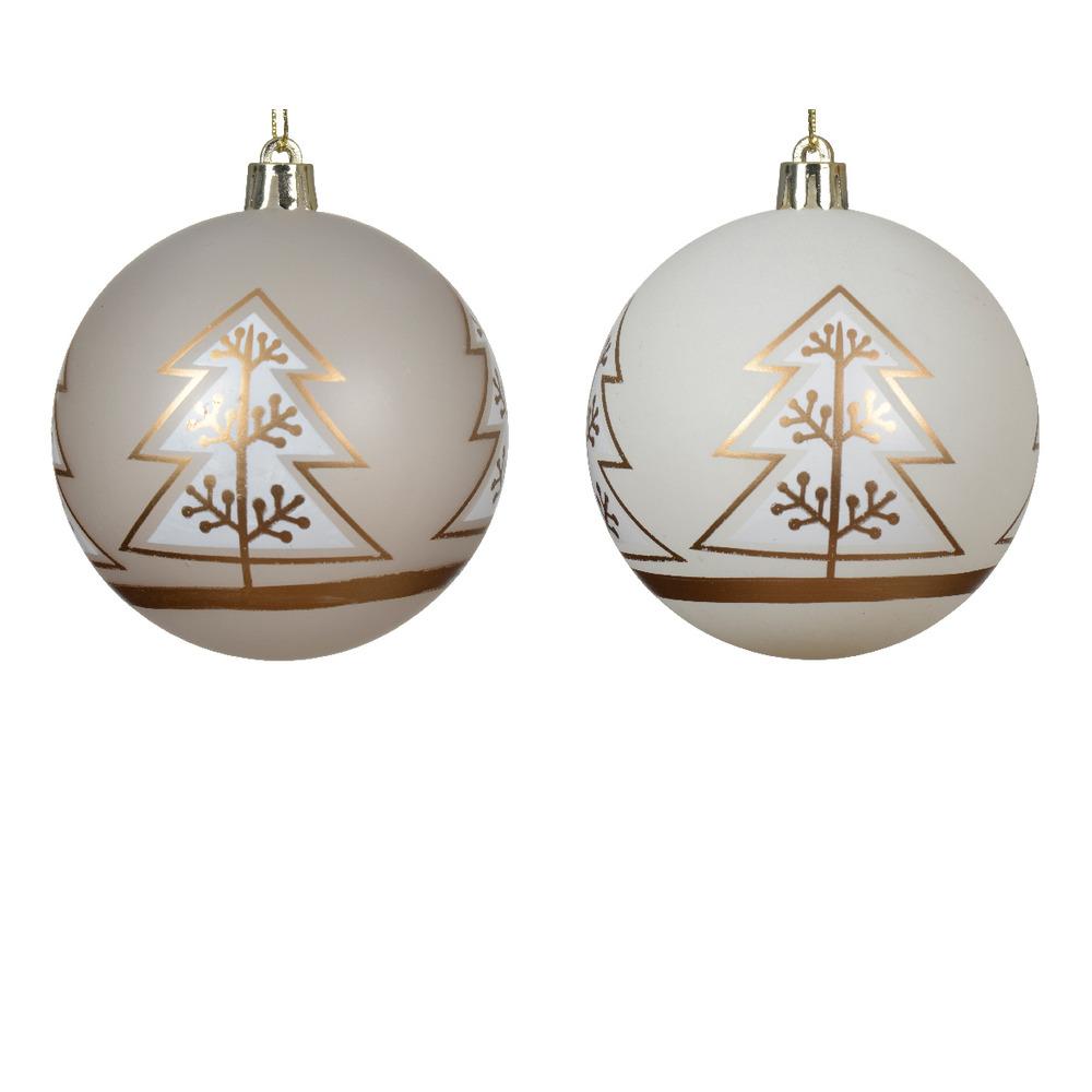 Decoris Shatterproof Bauble with Gold Tree 8cm - 2 Assorted,