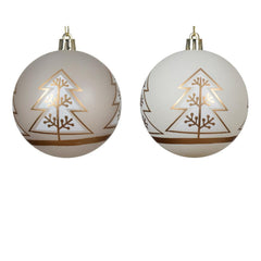 Decoris Shatterproof Bauble with Gold Tree 8cm - 2 Assorted,
