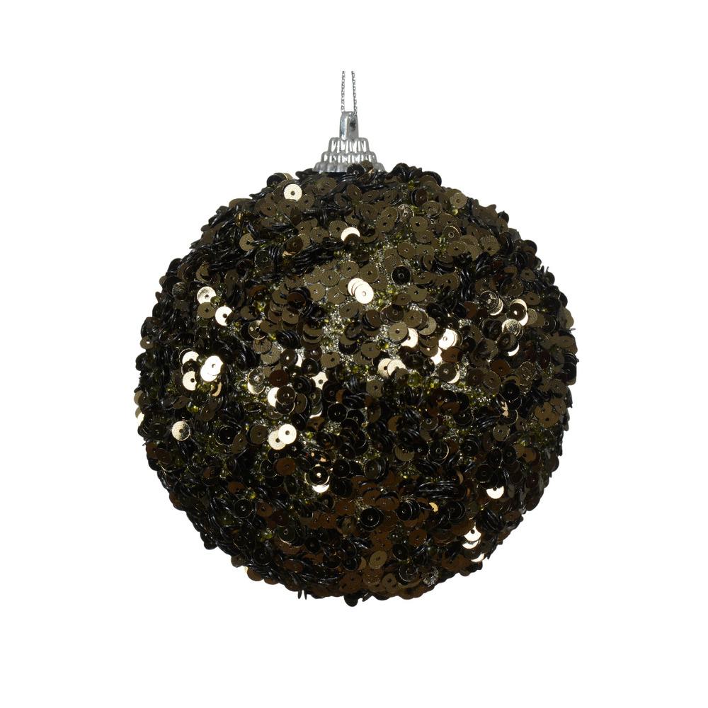 Decoris Foam Bauble with Beads and Sequins 8cm - Rosemary Green,