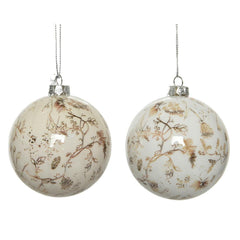 Decoris Shatterproof Bauble with Gold Branches 8cm - 2 Assorted,