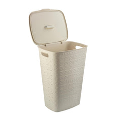 Curver Softex Laundry Basket + Lid 56L - Chalk White