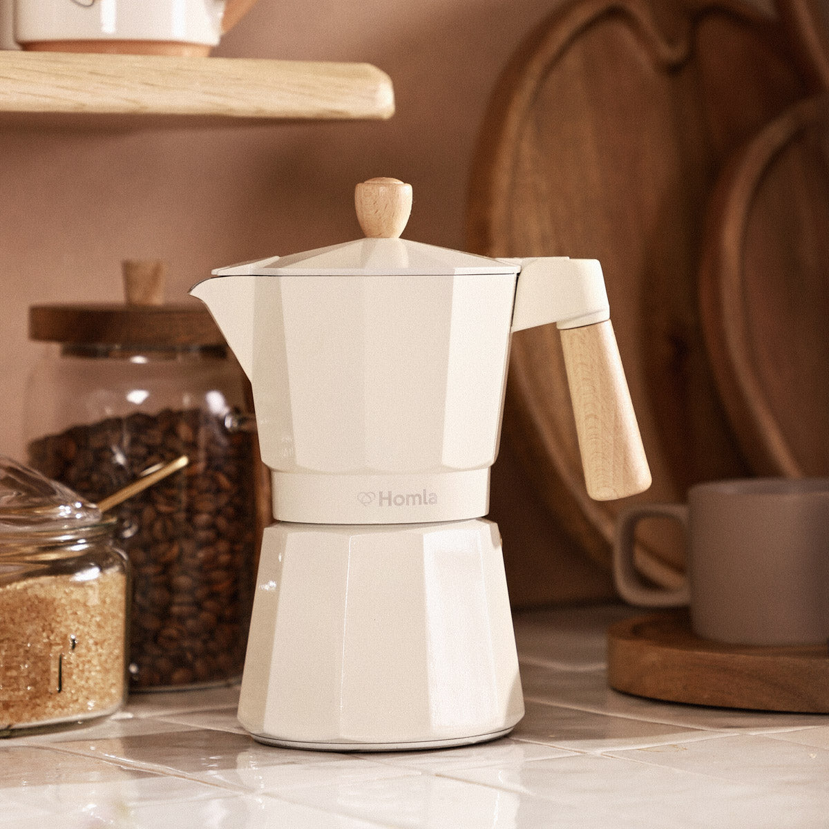 Homla Mia Mokka Coffee Maker Beige 6 Cup