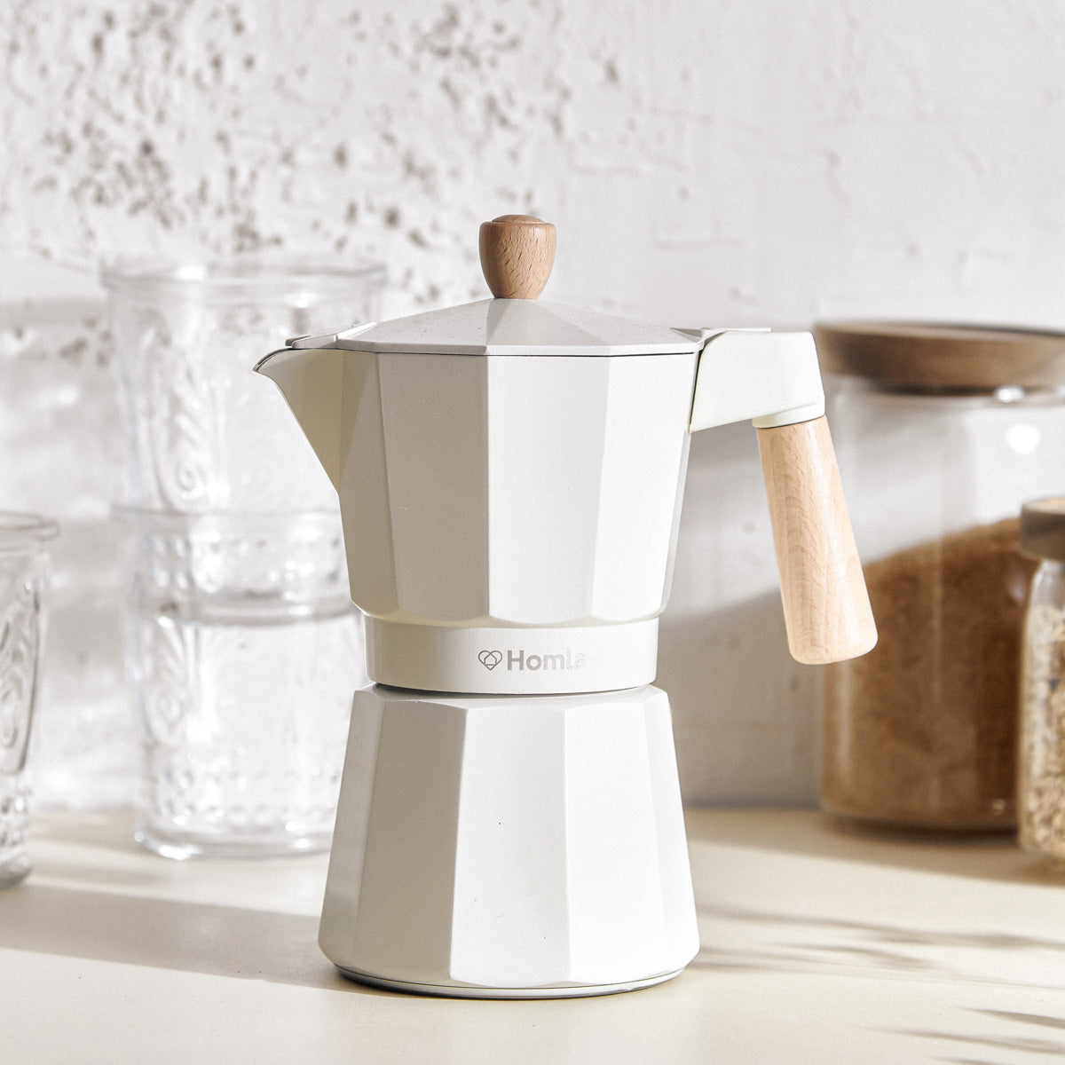 Homla Mia Mokka Coffee Maker Beige 6 Cup