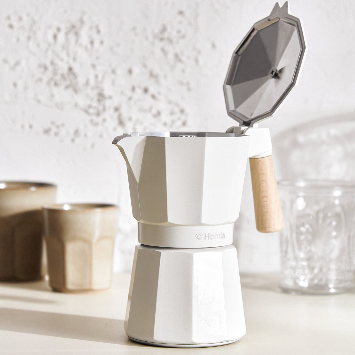 Homla Mia Mokka Coffee Maker Beige 6 Cup