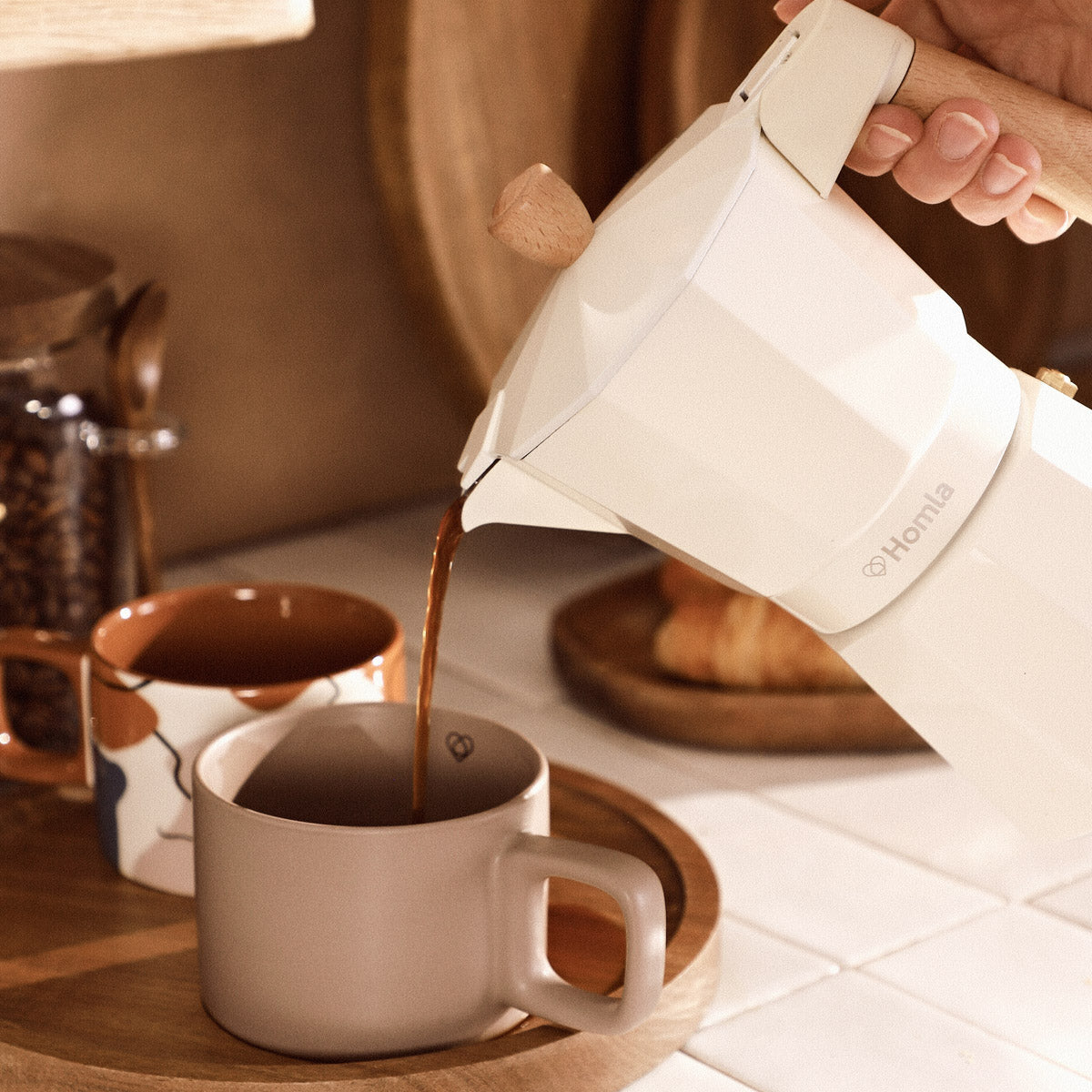 Homla Mia Mokka Coffee Maker Beige 6 Cup