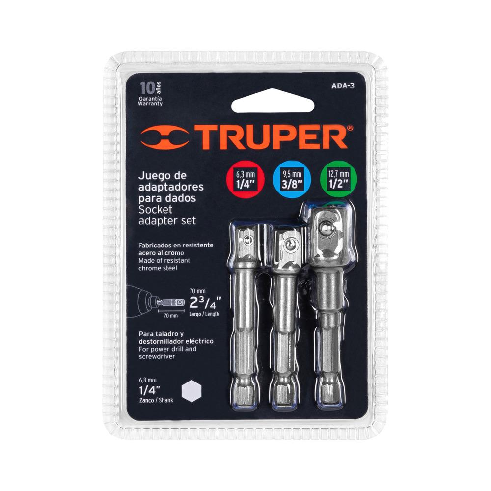 Truper 1/4", 3/8" & 1/2",Socket Adapter Bit Set