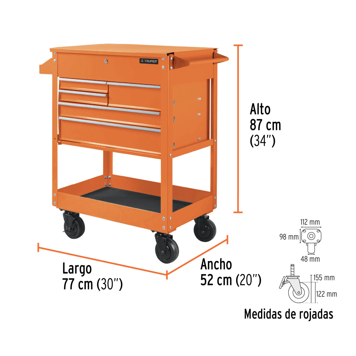 Truper 30", 5 Drawer Tool Cart,