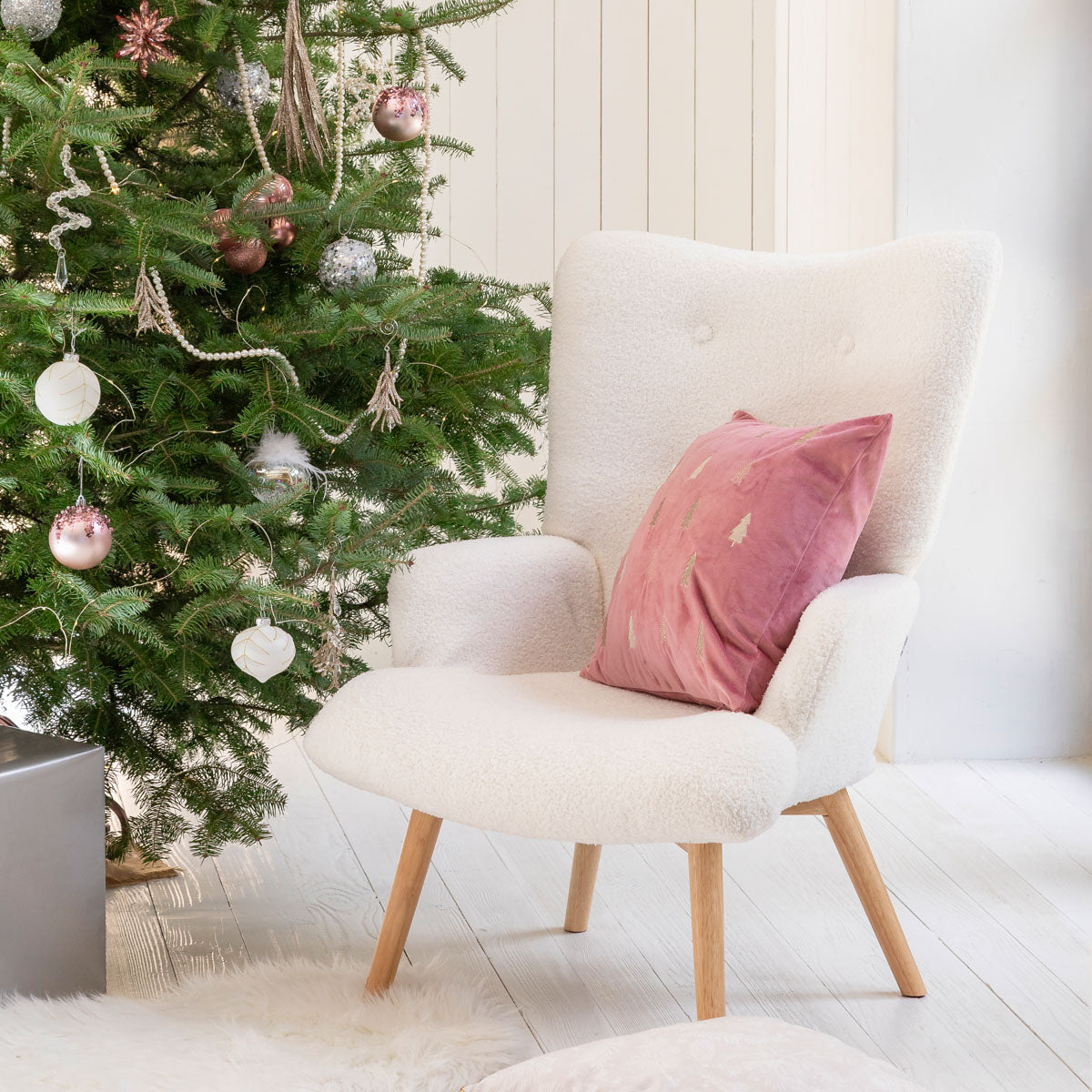 Homla Moss Teddy Boucle Armchair White  70X95 Cm