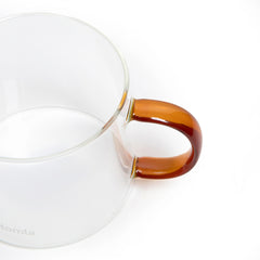 Homla Glossy Glass Mug Transparent Honey Handle 0.44L