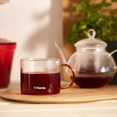 Homla Glossy Glass Mug Transparent Honey Handle 0.44L
