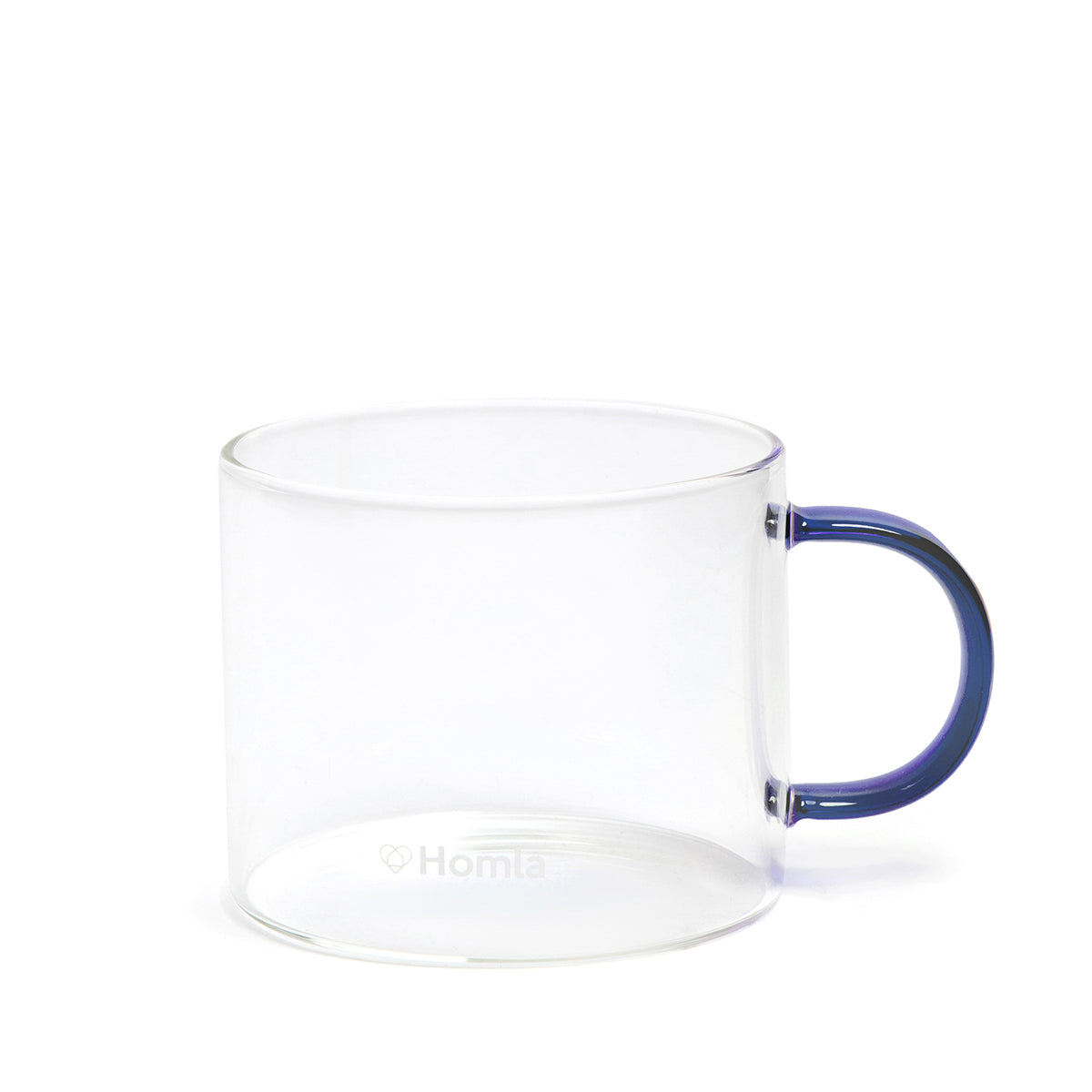 Homla Glossy Glass Mug Transparent Blue Handle 0.44L