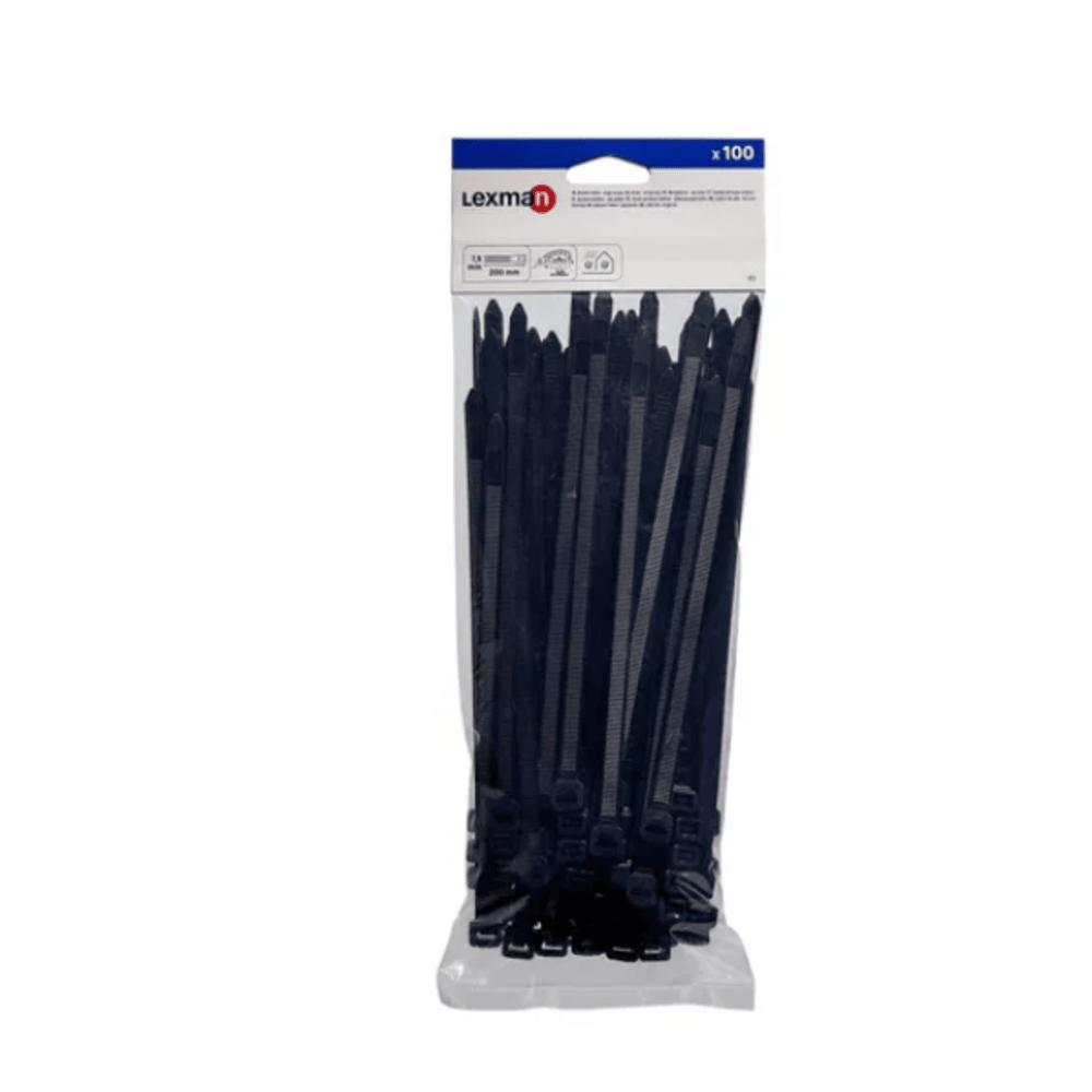 Lexman Cable Tie Pack of 100 Pieces 20cm x 0.75cm - Black
