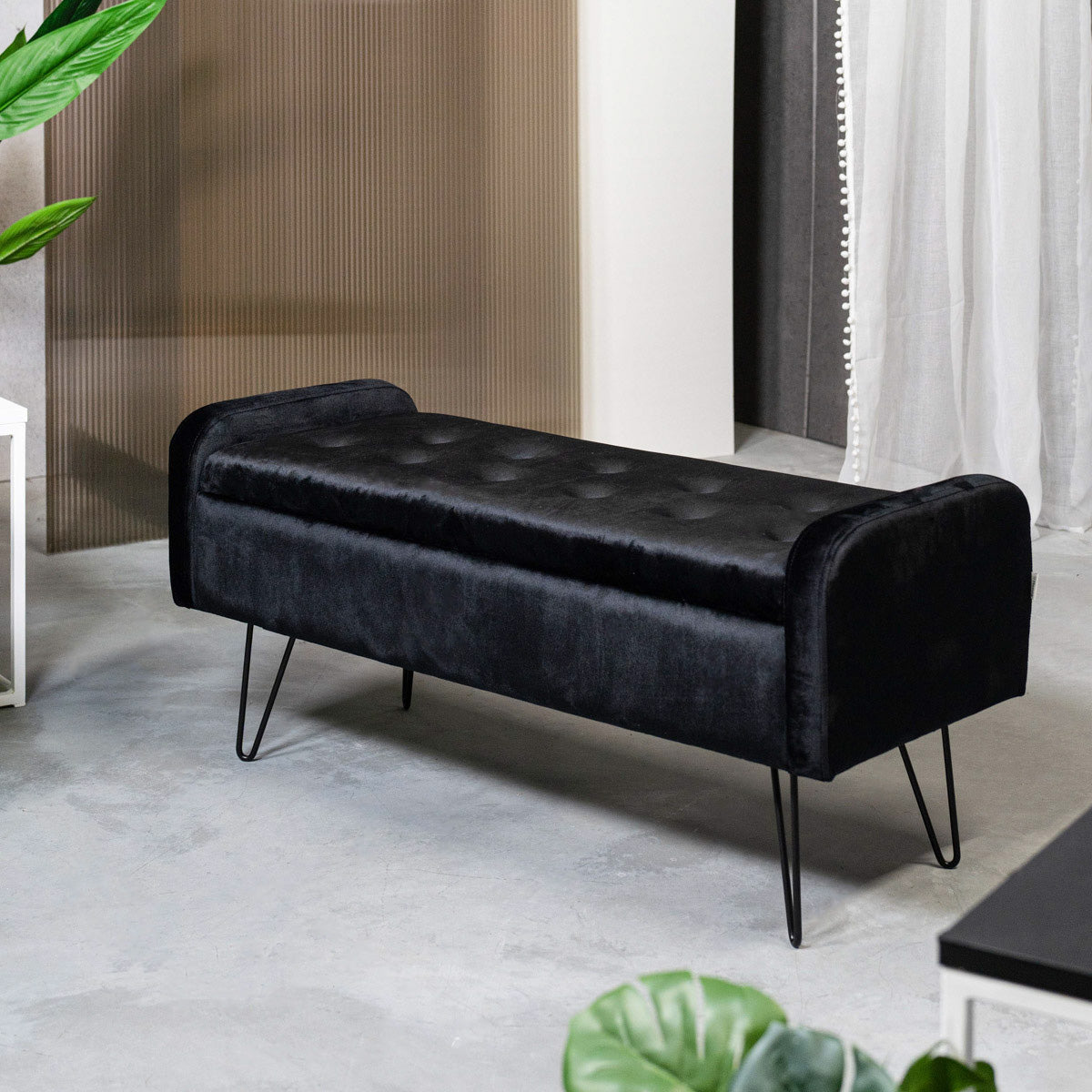 Homla Bench  Venlo  Velour Black  100X39X45Cm