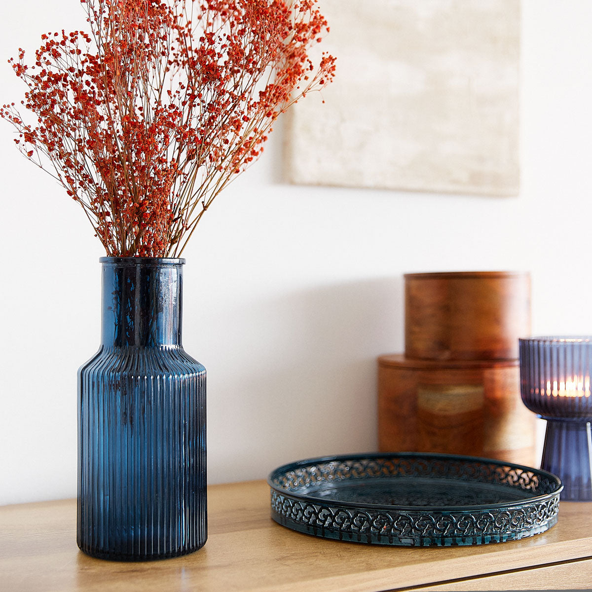 Homla Tolle Vase Navy Blue 10X22 Cm