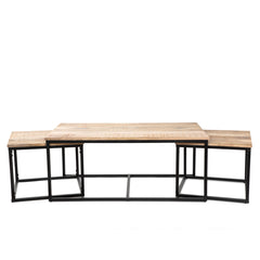 Homla Coffee Table Set  Maya  Solid Mango Wood + Metal  110X60X45 Cm/50X50X40Cm