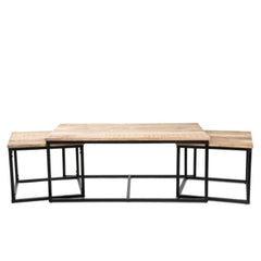 Homla Coffee Table Set  Maya  Solid Mango Wood + Metal  110X60X45 Cm/50X50X40Cm
