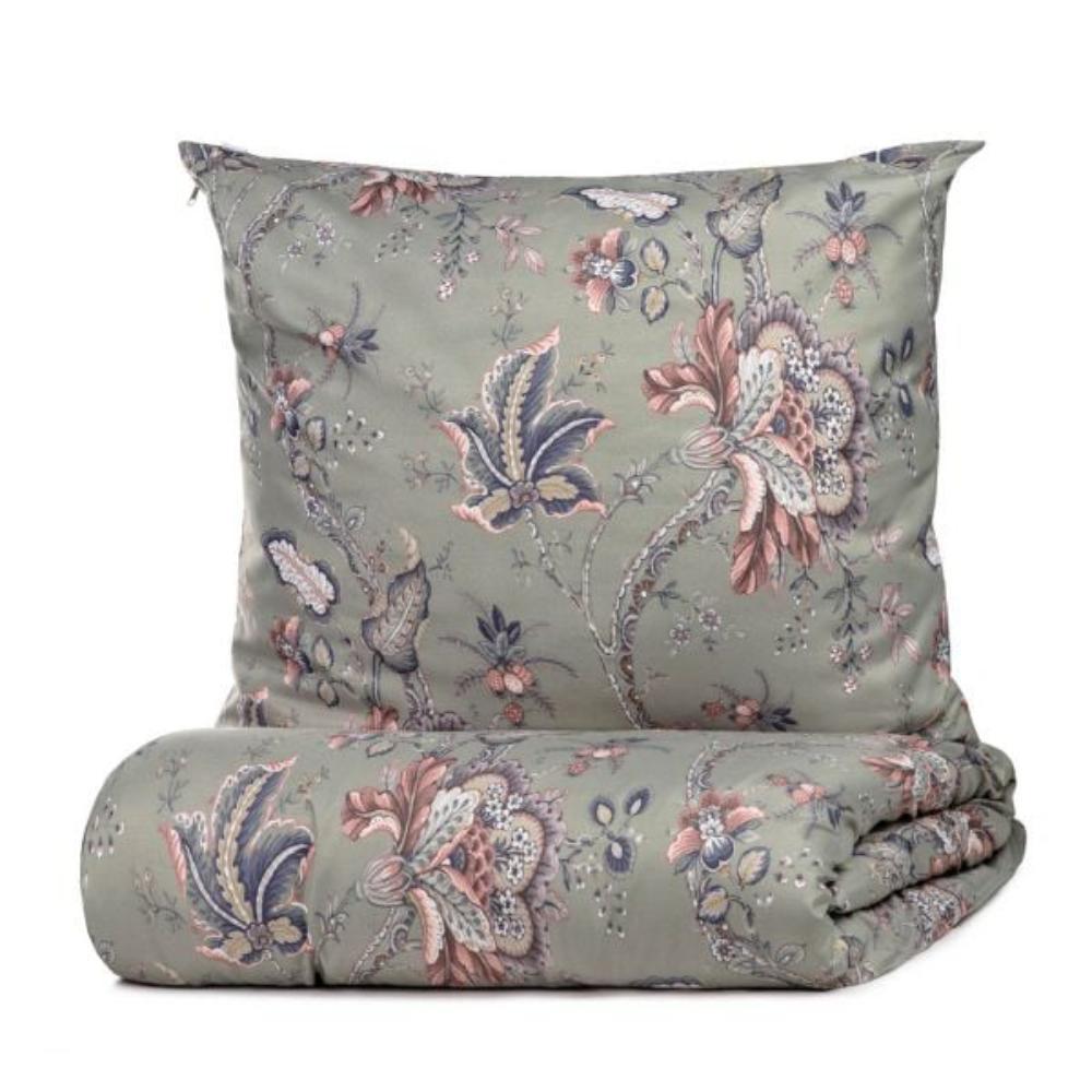 Homla Claras Bedding Set Grey w leavds and flowers 200X220Cm  2*70x80