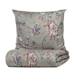 Homla Claras Bedding Set Grey w leavds and flowers 200X220Cm  2*70x80