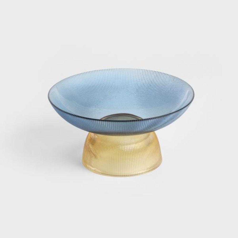 Homla Megalo Glass Platter blue+yellow 25cm